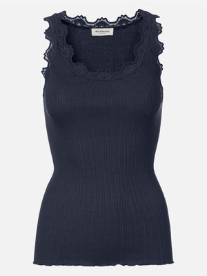 Babette silk top m vintage lace-Singlet-Rosemunde-Aandahls
