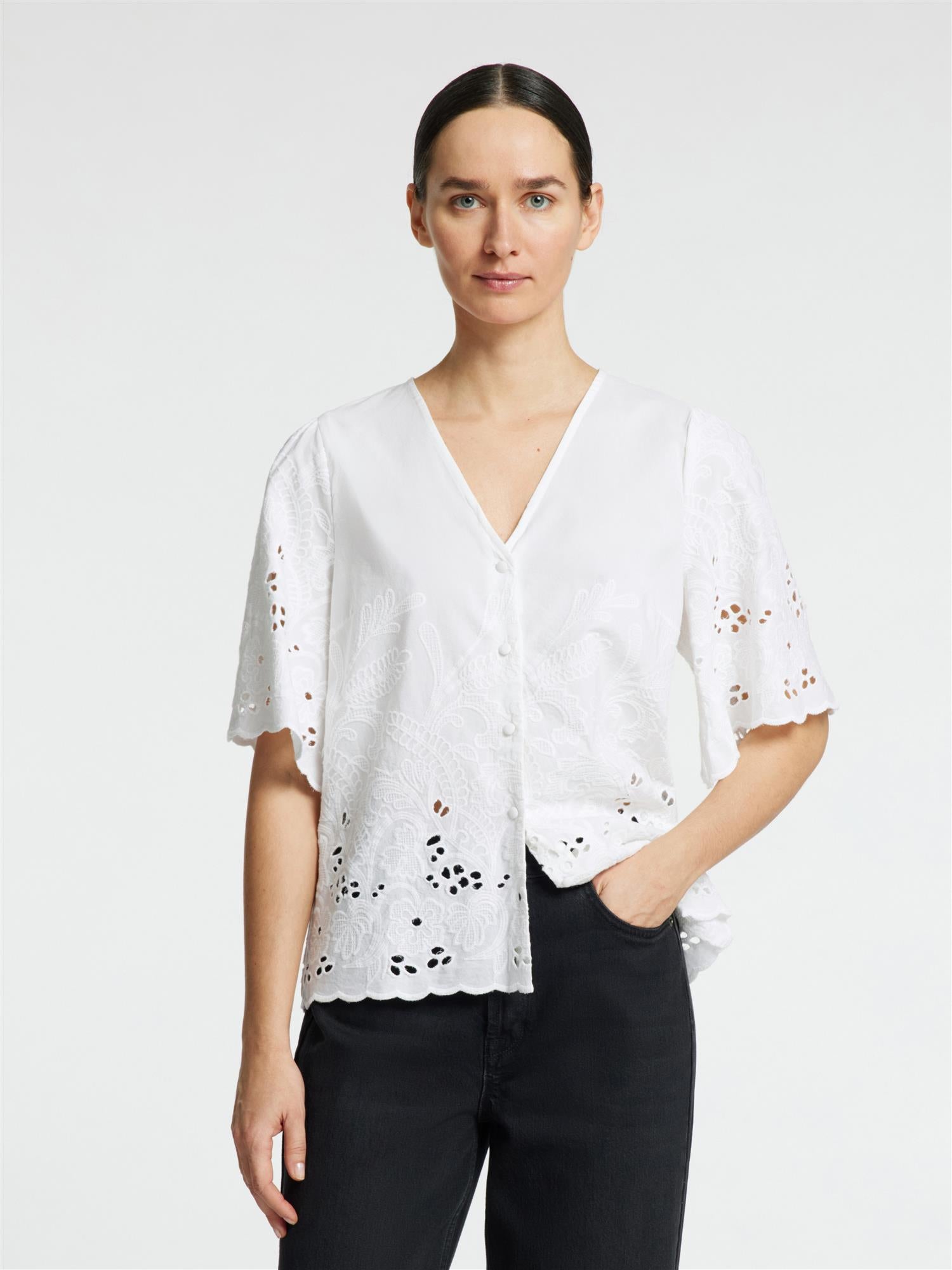 SLFDahlia SS BRODERI SHIRT NOOS-Skjorter-Selected Femme-Aandahls