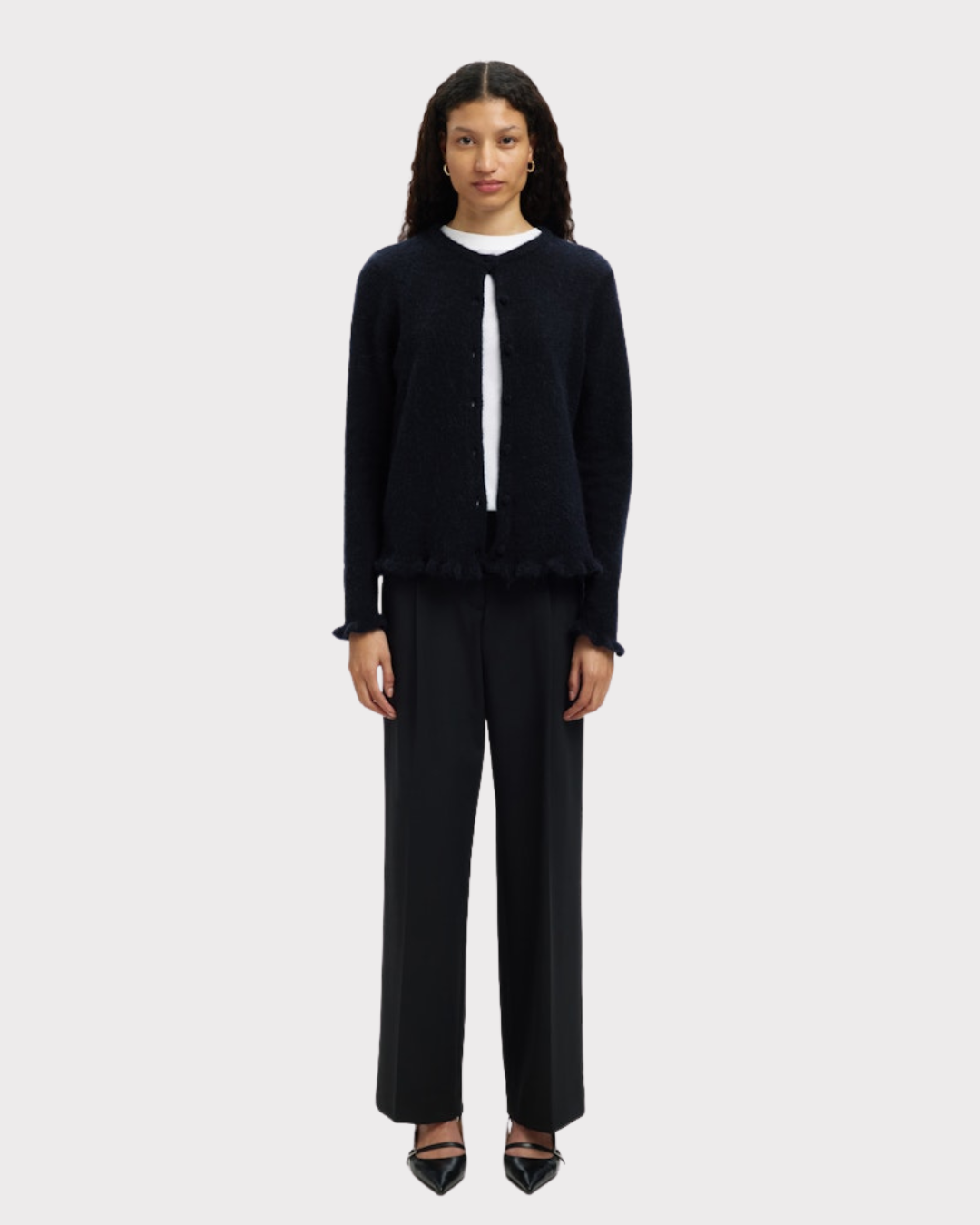 Slflulu Frill Ls Knit Cardigan-Cardigan-Selected Femme-Aandahls