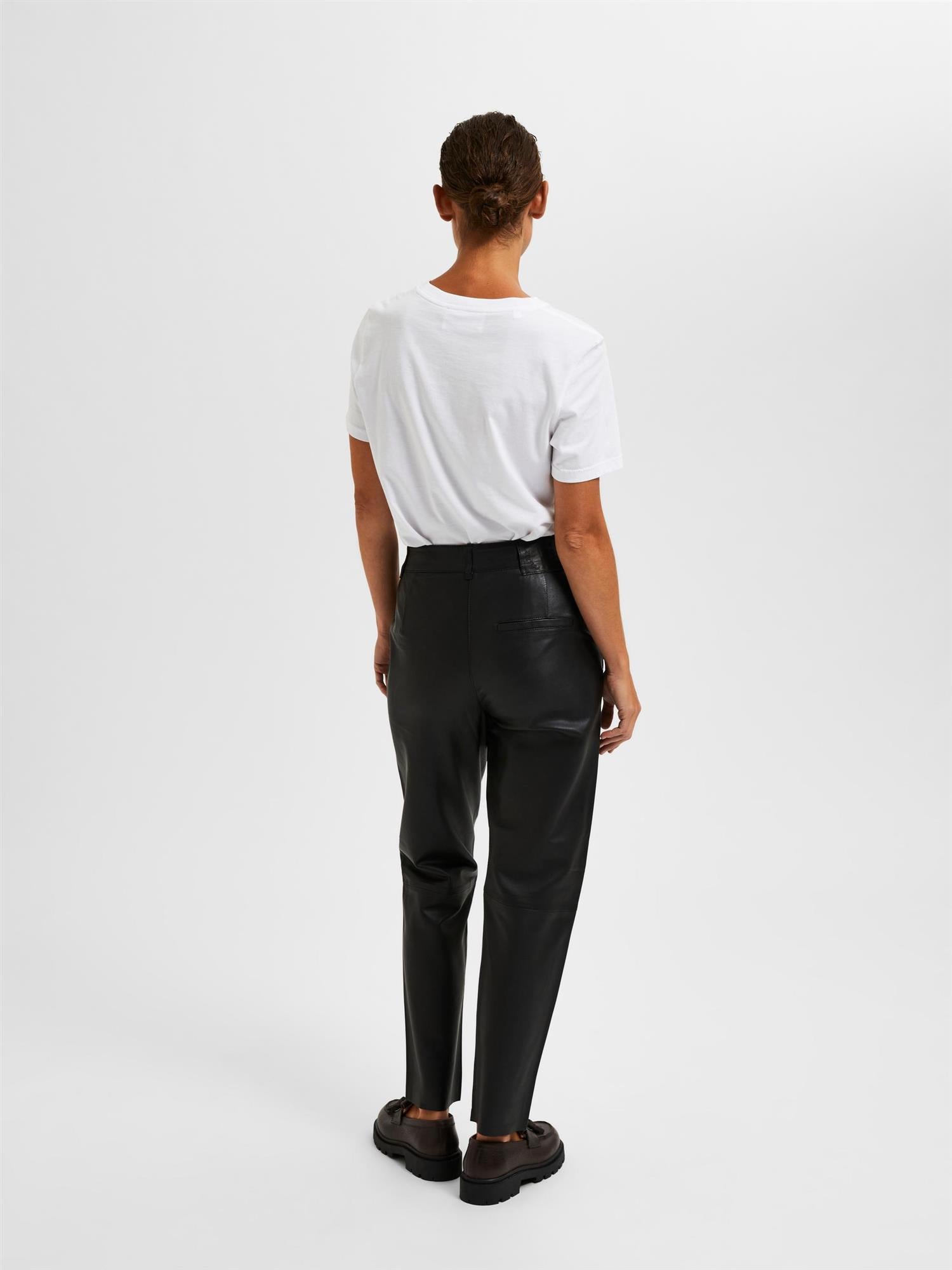SLFMARIE MW LEATHER PANTS B NOOS-Bukser-Selected Femme-Aandahls