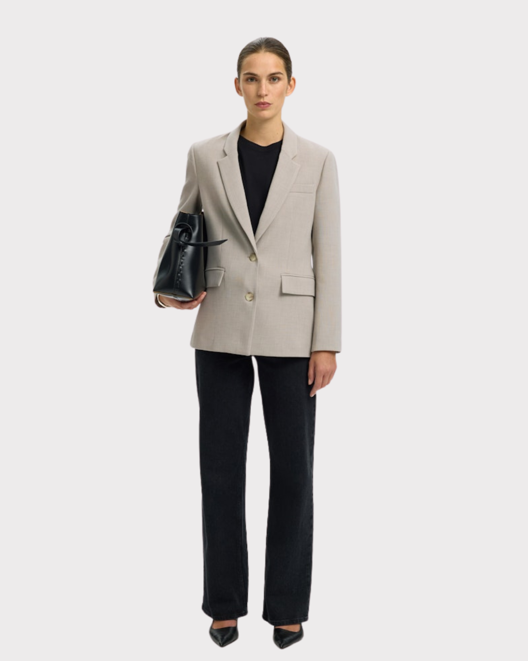 SLFRITA LS CLASSIC BLAZER MEL NOOS-Blazer-Selected Femme-Aandahls