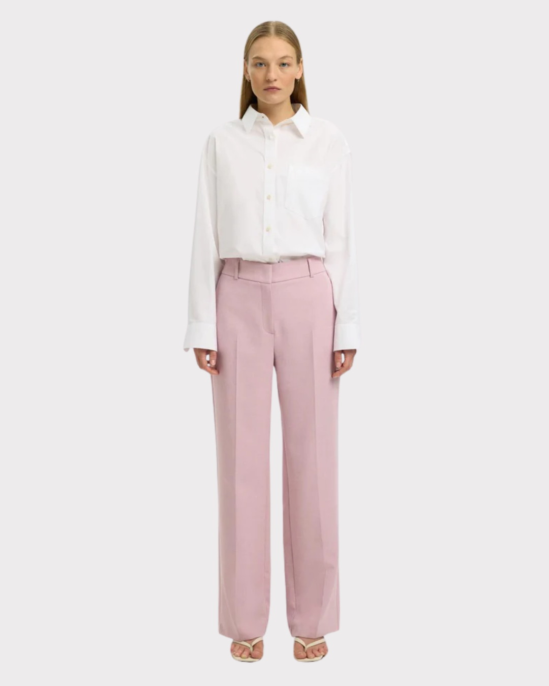 SLFRITA MW WIDE PANT MEL NOOS-Bukser-Selected Femme-Aandahls