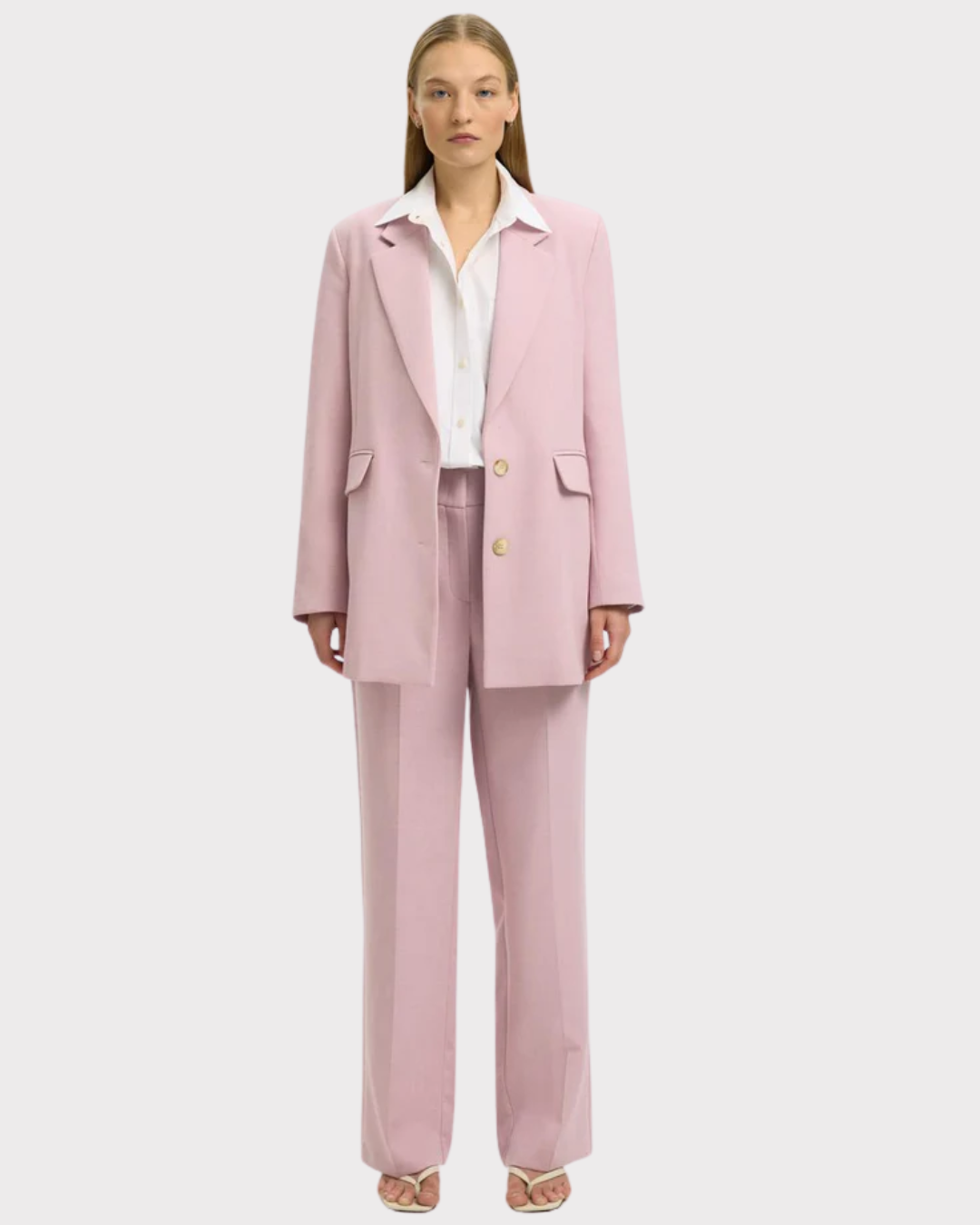 SLFRITA MW WIDE PANT MEL NOOS-Bukser-Selected Femme-Aandahls