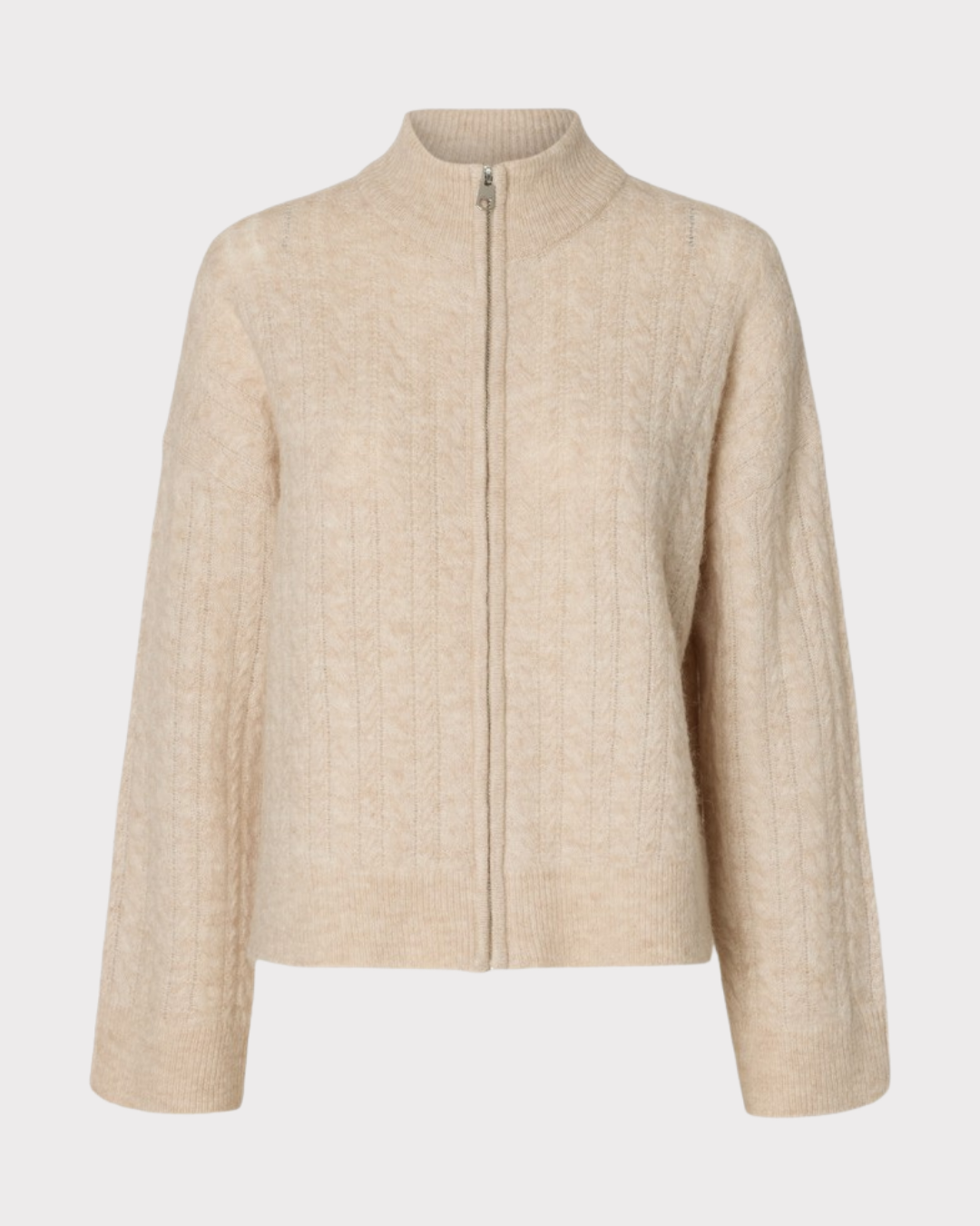 Slwlulu Cable Ls Knit Zipper Cardigan