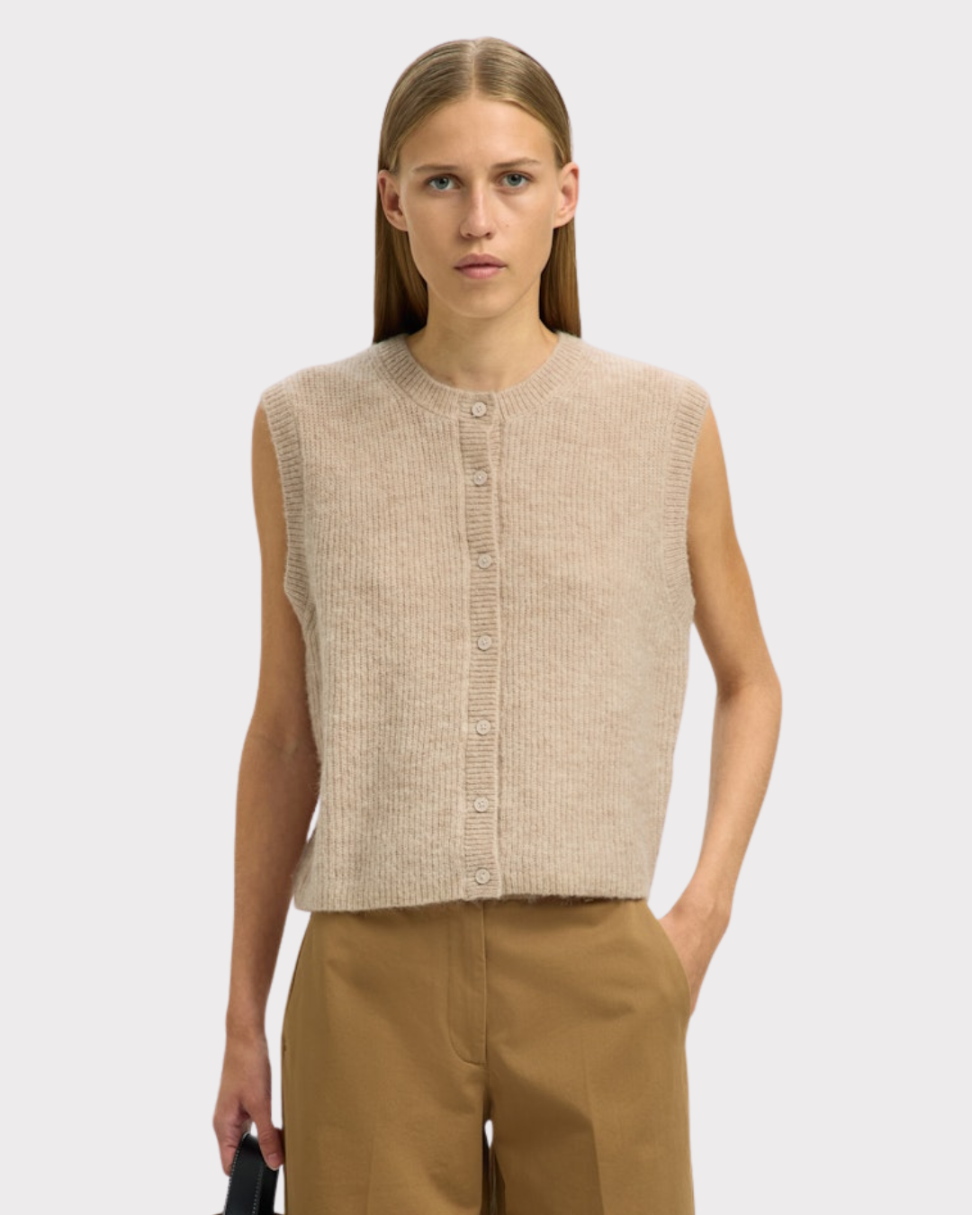Slwlulu Sl Button O-Neck Vest Noos-Overdel-Selected Femme-Aandahls