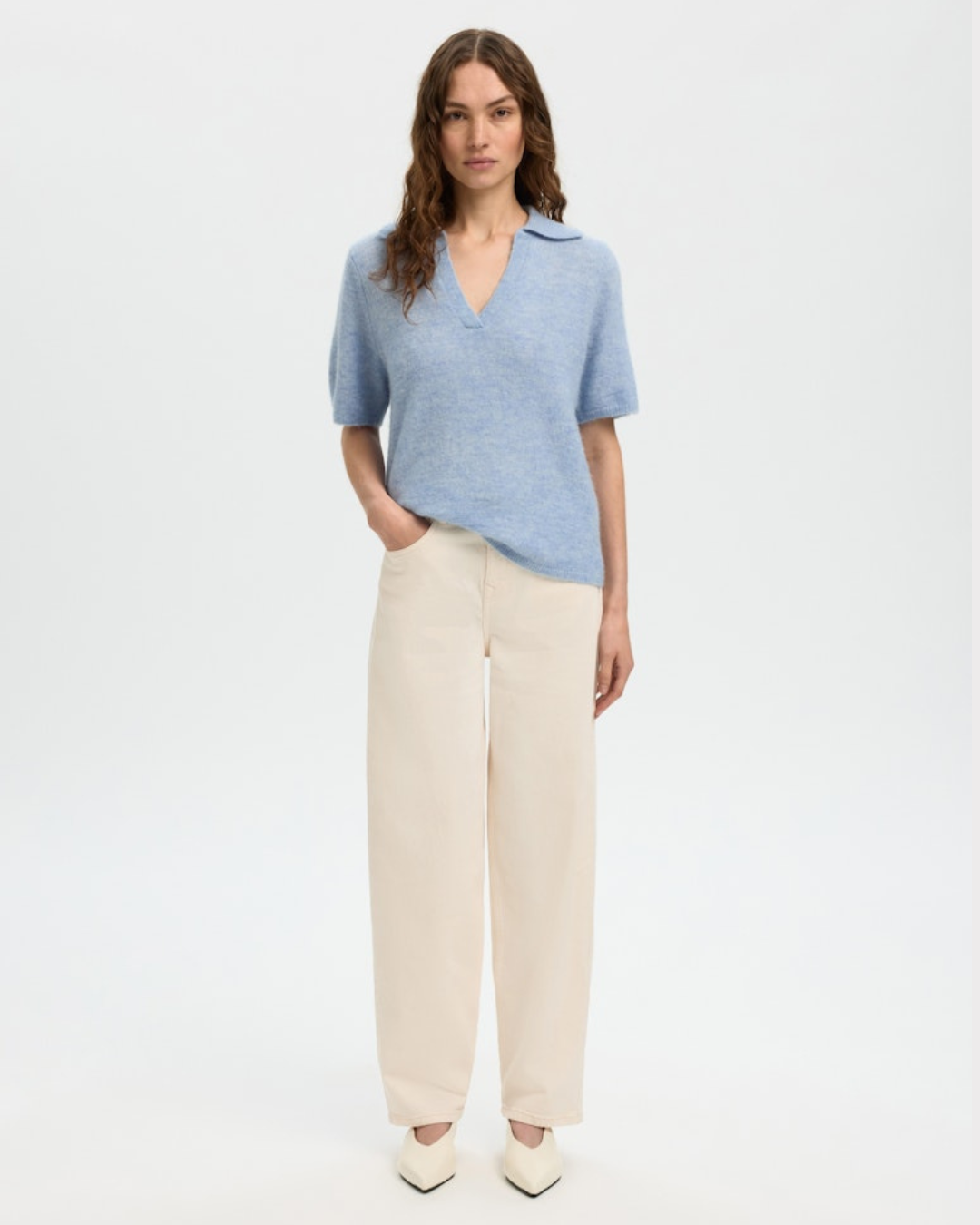 Slwlulu Ss Knit Polo Noos-Genser-Selected Femme-Aandahls