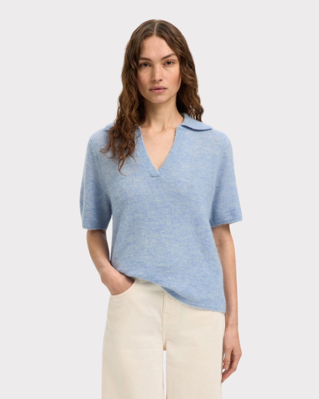 Slwlulu Ss Knit Polo Noos-Genser-Selected Femme-Aandahls