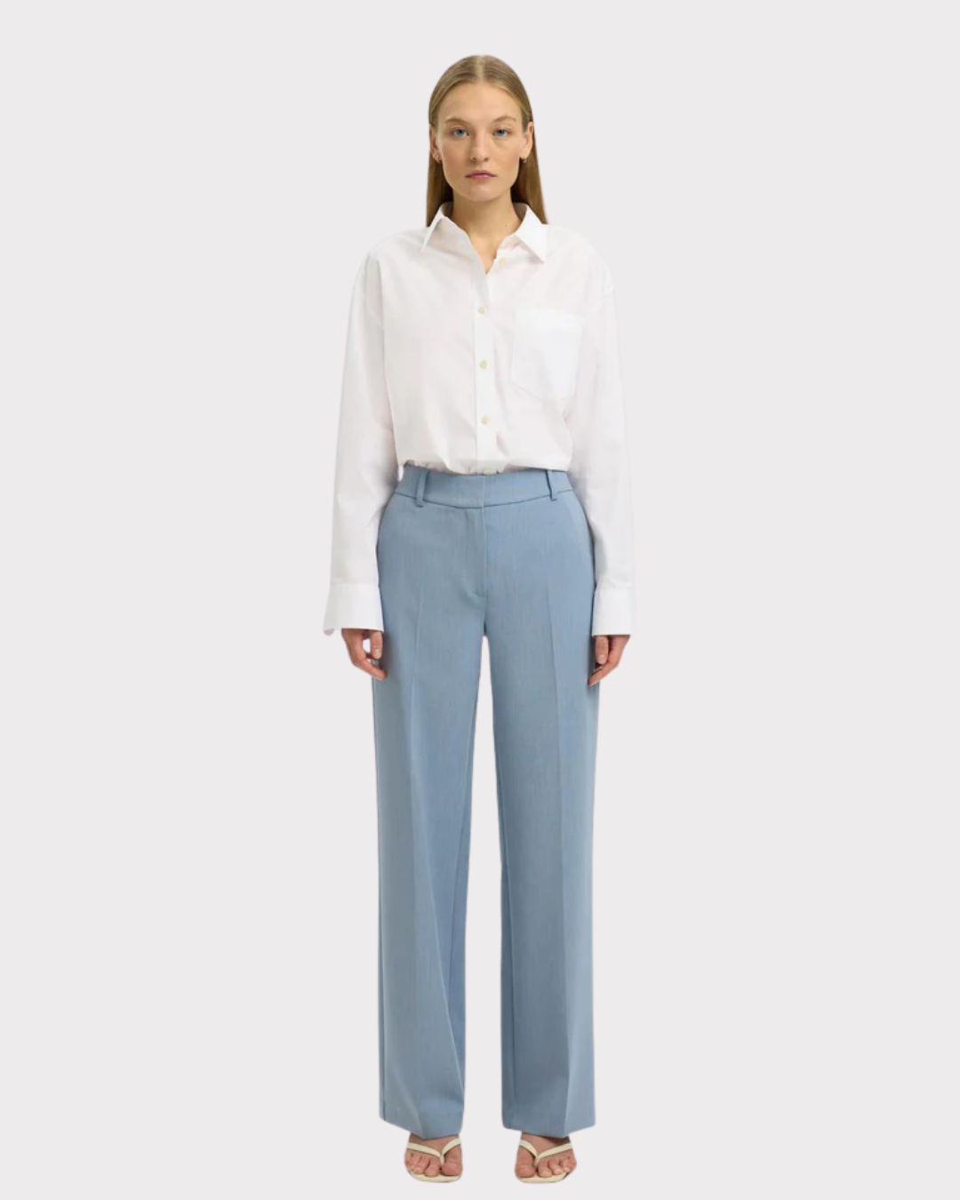 Slwrita Mw Wide Pant Mel Noos-Bukse-Selected Femme-Aandahls