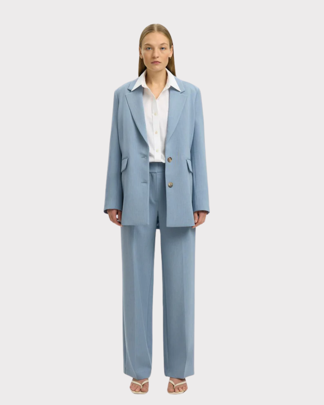 Slwrita Mw Wide Pant Mel Noos-Bukse-Selected Femme-Aandahls