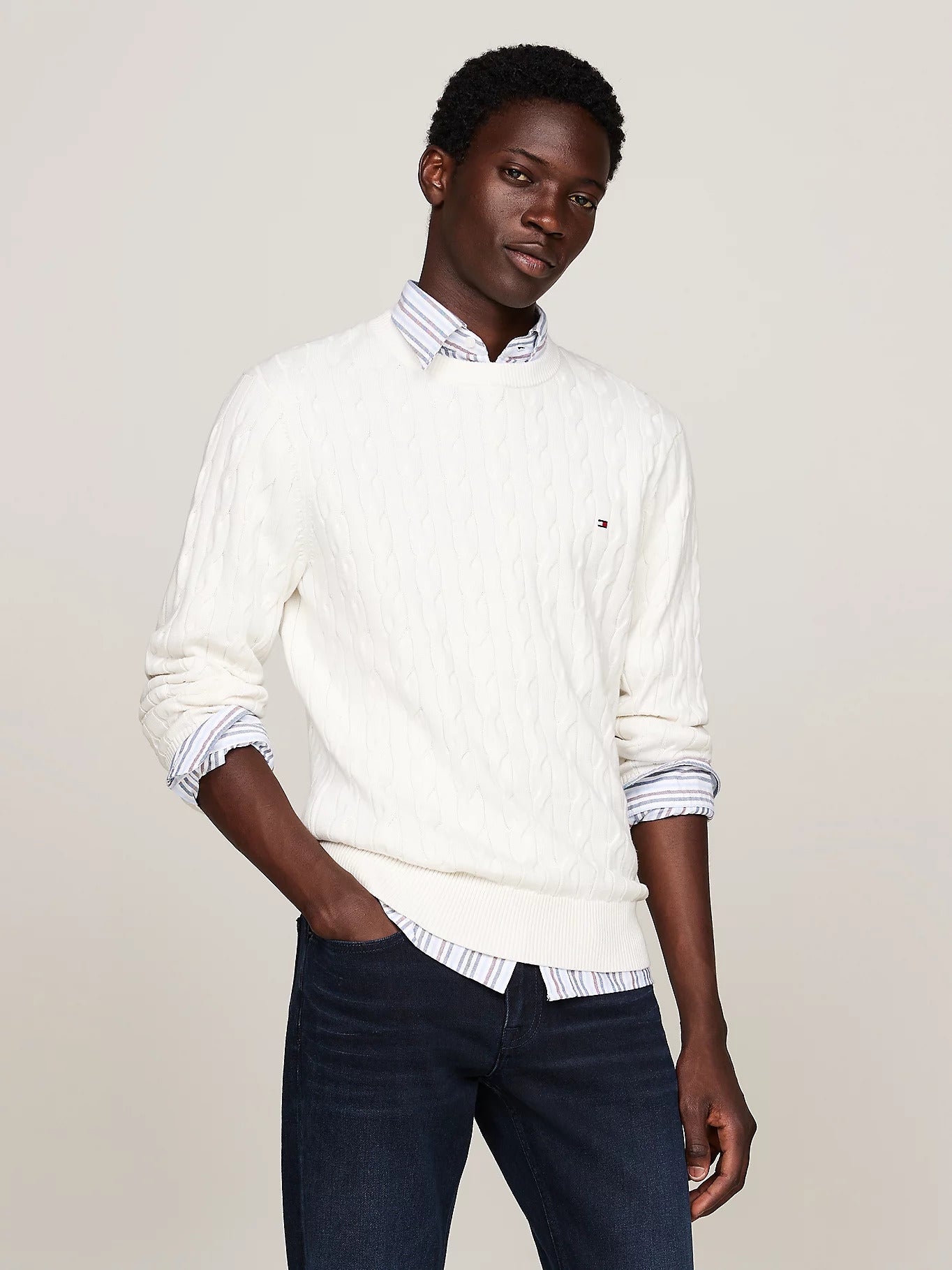 Classic cotton cable crew neck-Genser-Tommy Hilfiger-Aandahls