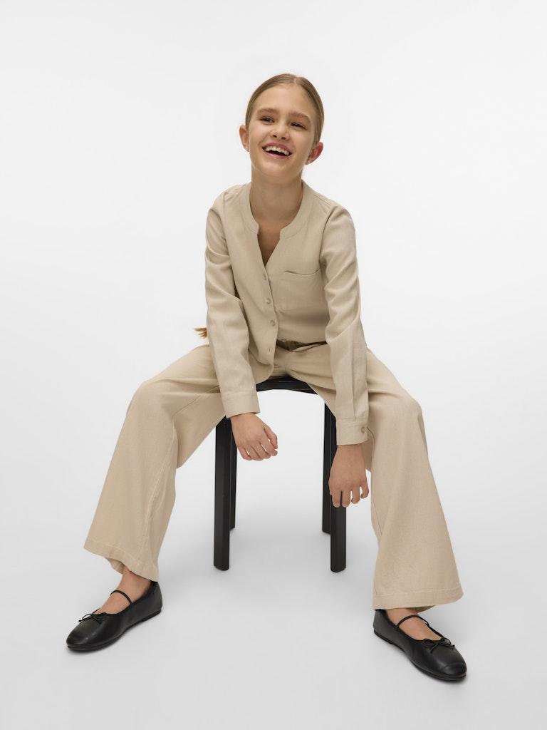 Vmmymilo L/S V-neck Shirt Wvn Ga Girl-Topper-Vero Moda Girl-Aandahls