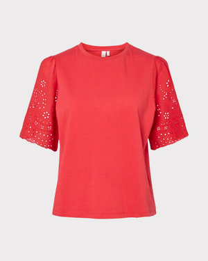 lex Ss Top W. Emb Sleeves