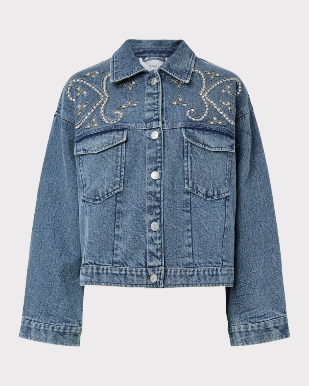 Yasvision Ls Denim Emb Jacket - Fest-Yttertøy-YAS-Aandahls