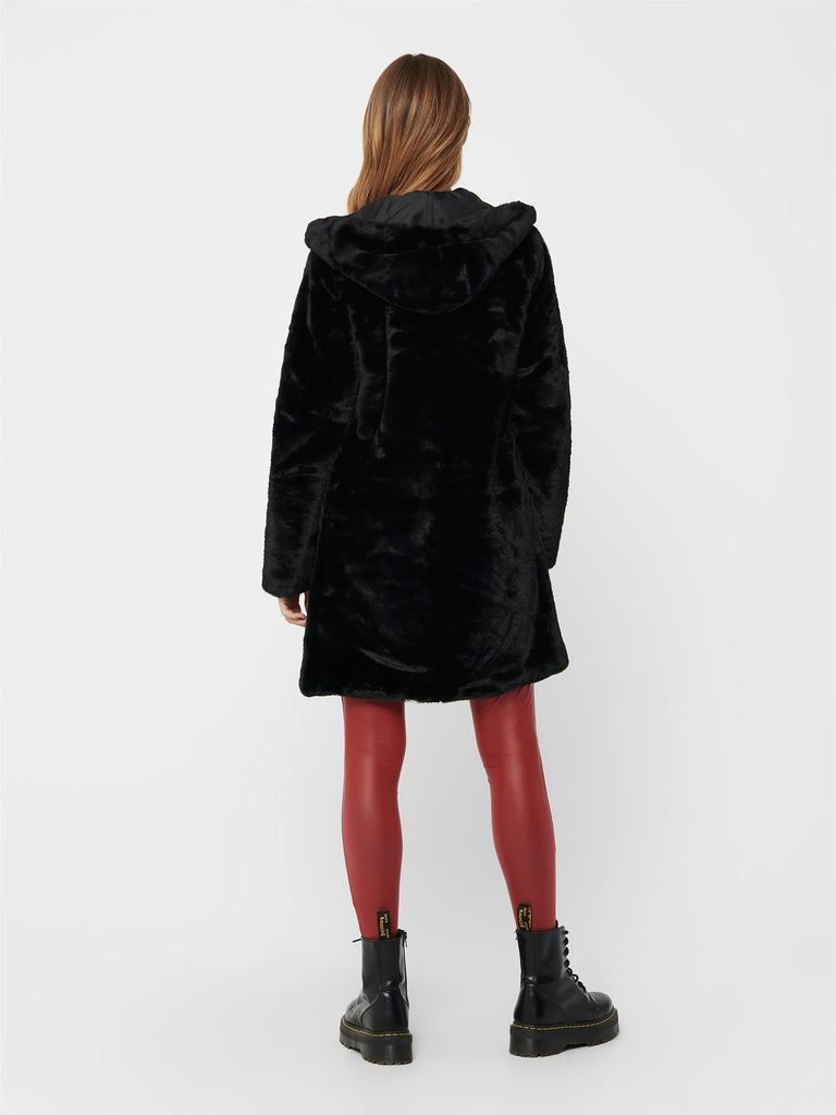 Tit long faux fur hood jacket-Jakke-Jacqueline de Yong-Aandahls